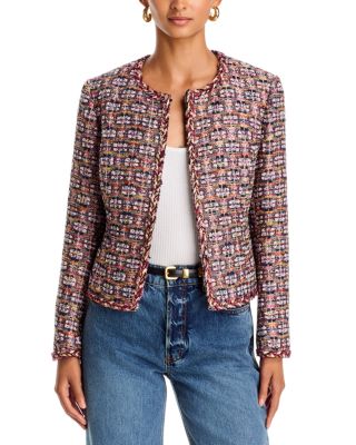 Shine Tweed Collarless Jacket - Exclusive