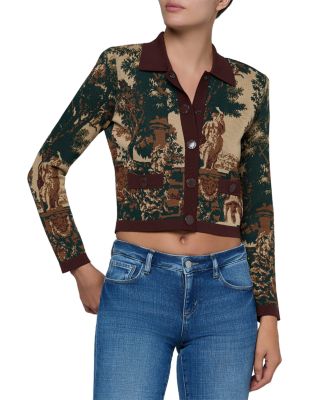 L'agence Osiris Jacquard Collared Cardigan In Animal Print