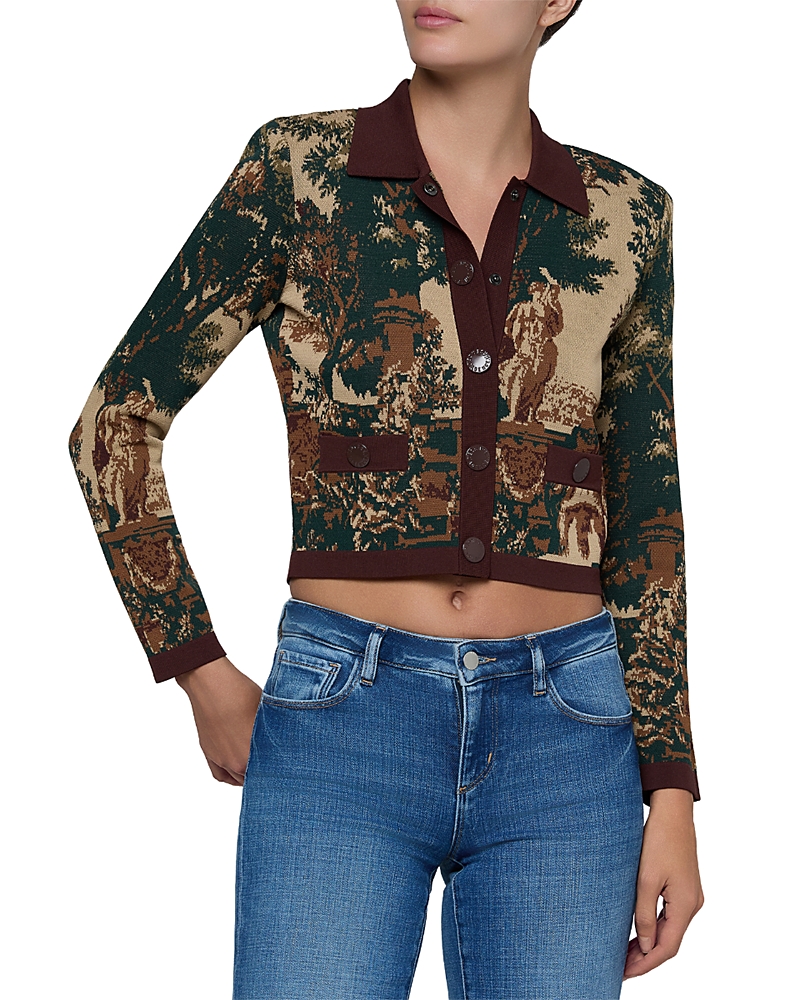 L'agence Osiris Jacquard Collared Cardigan In Animal Print