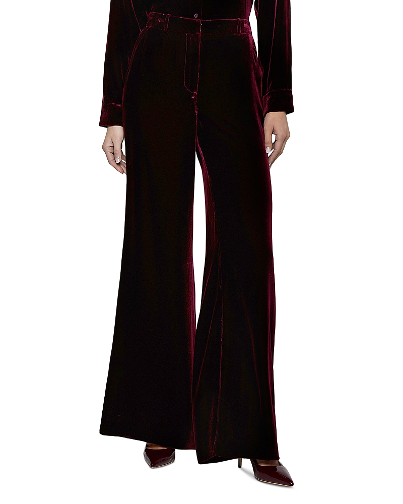 L'agence Pilar Velvet Wide Leg Pants In Burgundy