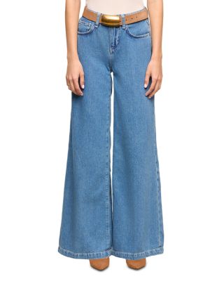 Petite Quincy Cotton Blend High Rise Wide Leg Jeans in Wilton