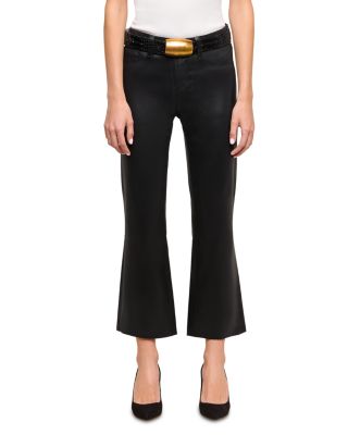 Petite Kendra High Rise Crop Flare Leg Jeans in Noir Coated