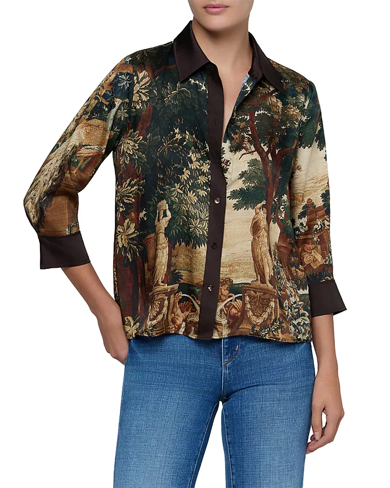 L'Agence Eulalie Placement Print Blouse