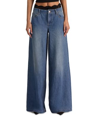Ian Cotton Low Rise Wide Leg Jeans in Brooklyn Blue