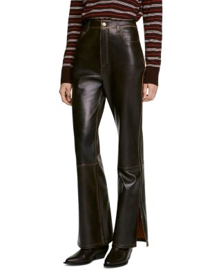 Sandro Thompson Distressed Leather Flare Pants