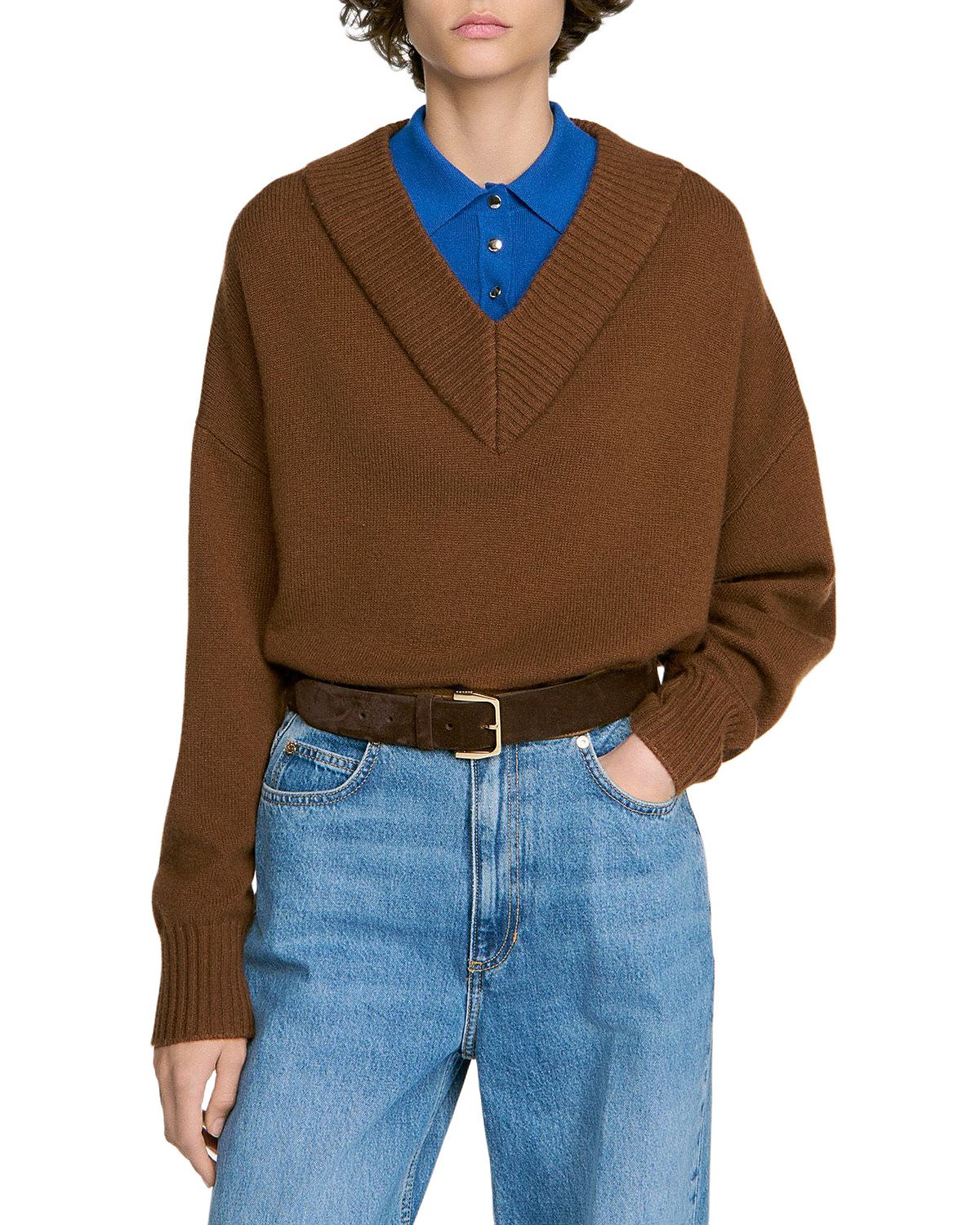 Sandro Sloane Wool & Cashmere Layered Sweater