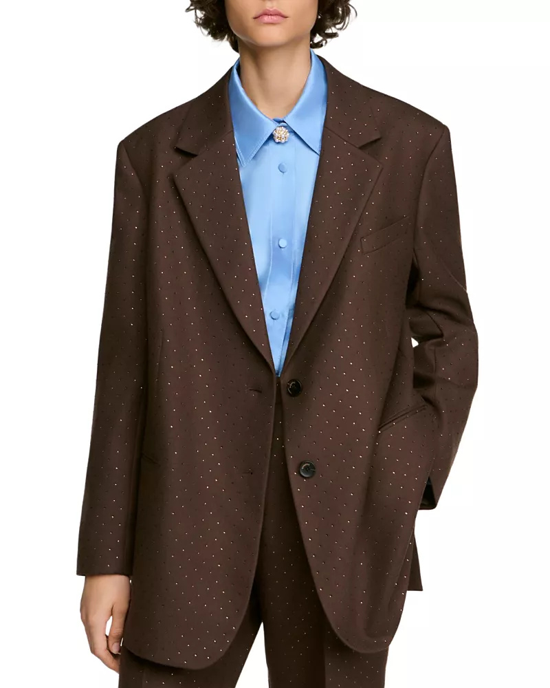 Sandro Beatrice Relaxed Rhinestone Blazer