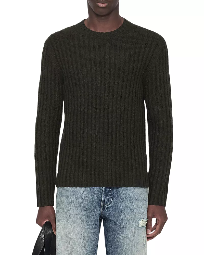 Allsaints Liev Wool Blend Knit Stripe Crewneck Sweater