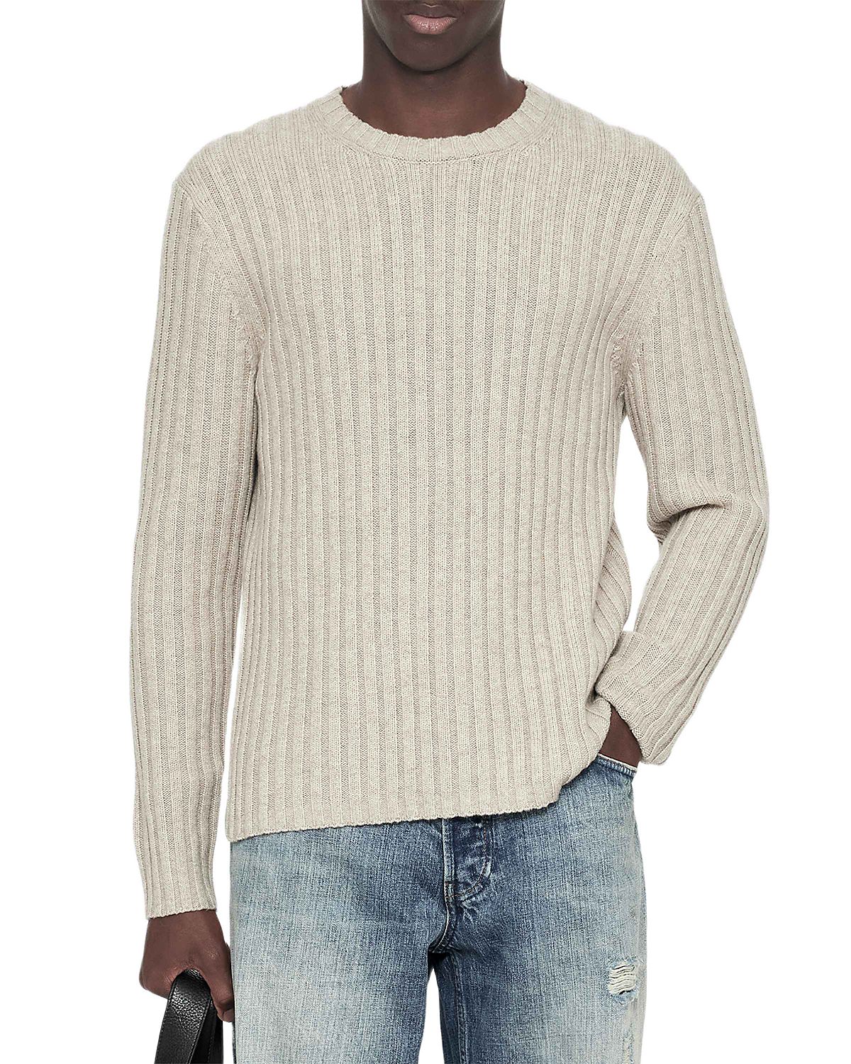 Allsaints Liev Wool Blend Knit Stripe Crewneck Sweater