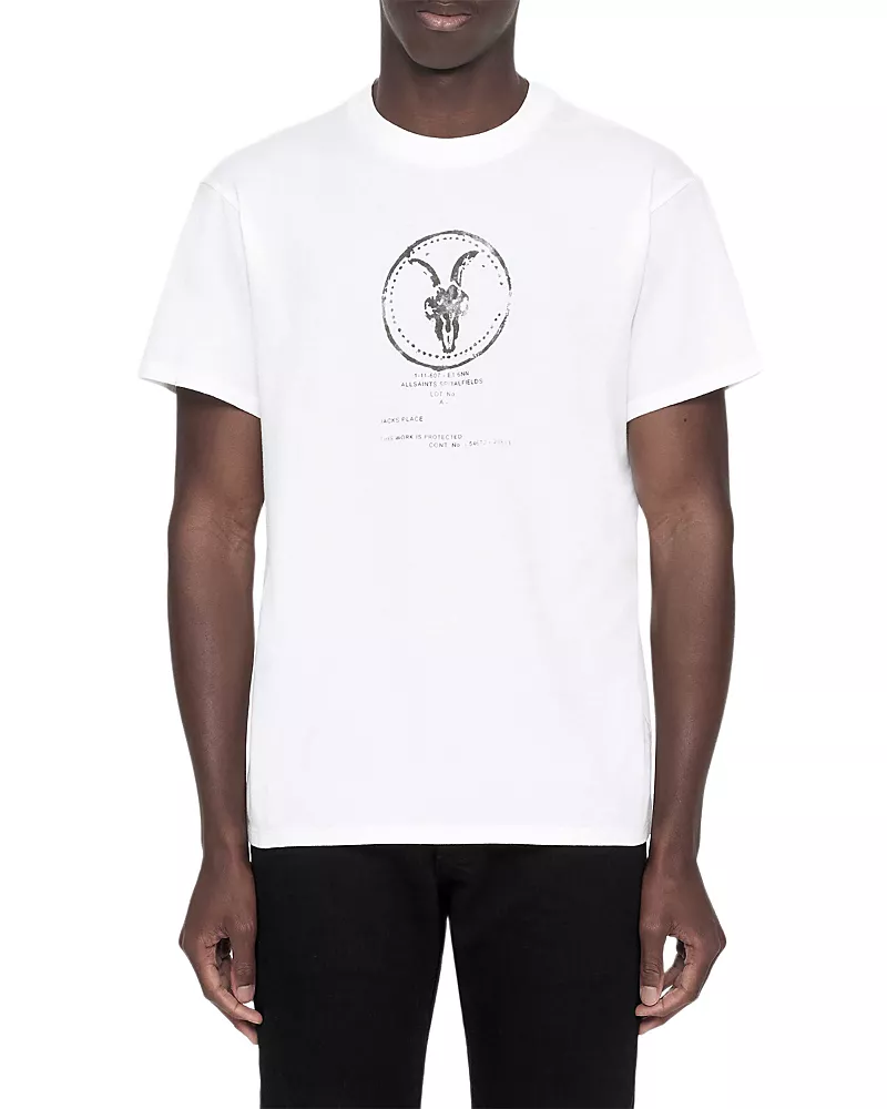 Allsaints Jack's Place Ram Skull Cotton Logo T-Shirt