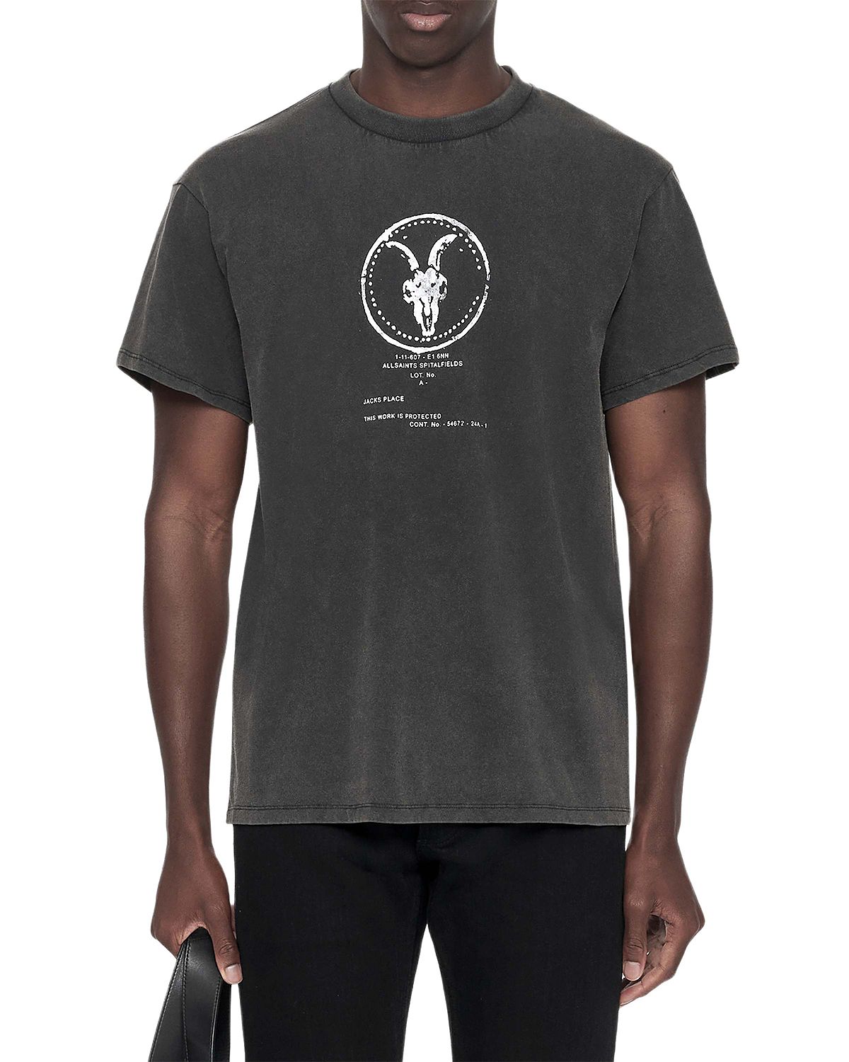 Allsaints Jack's Place Ram Skull Cotton Logo T-Shirt