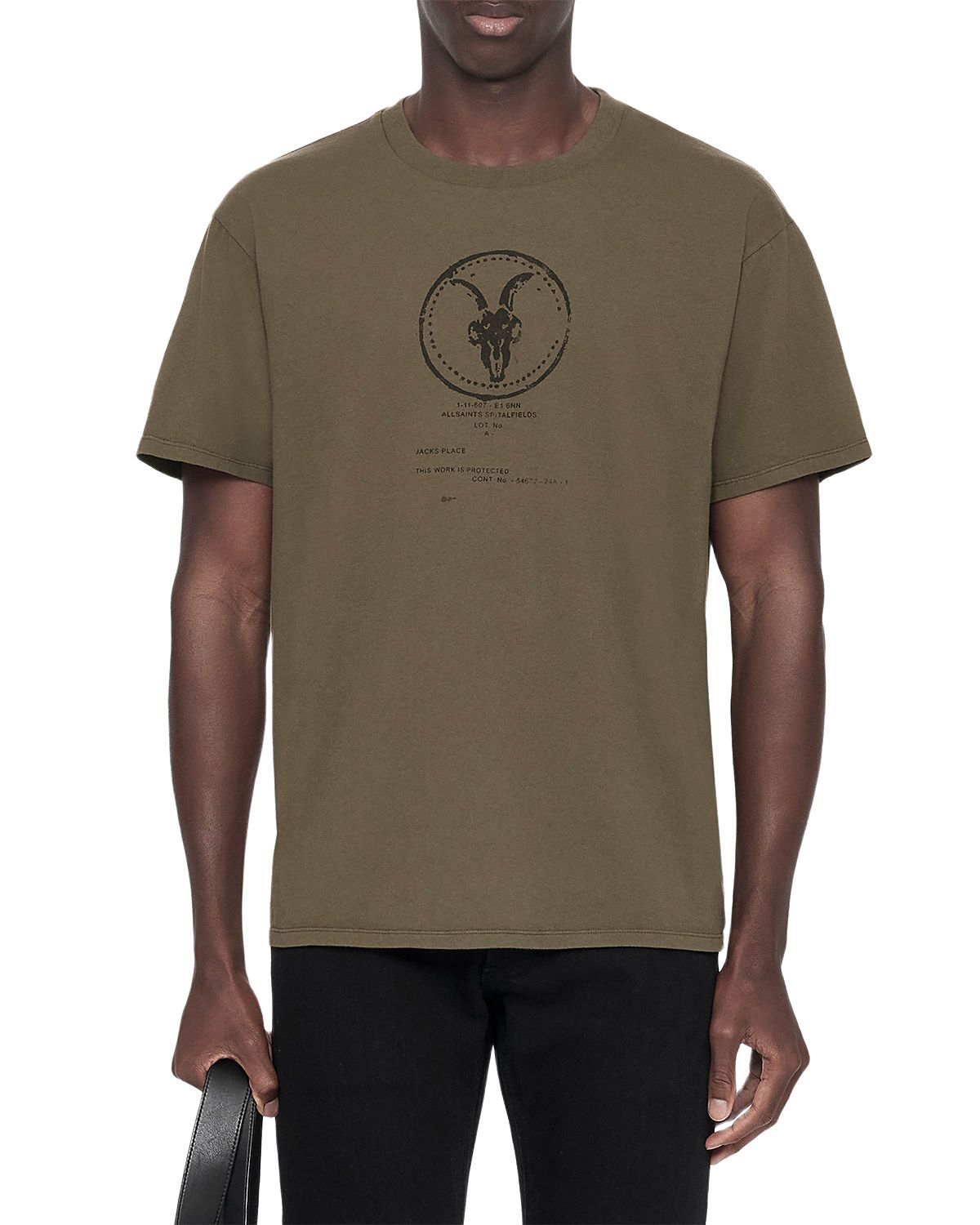 Allsaints Jack's Place Ram Skull Cotton Logo T-Shirt
