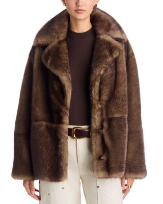 Stand Studio Silena Faux Fur Belted Jacket In Brown