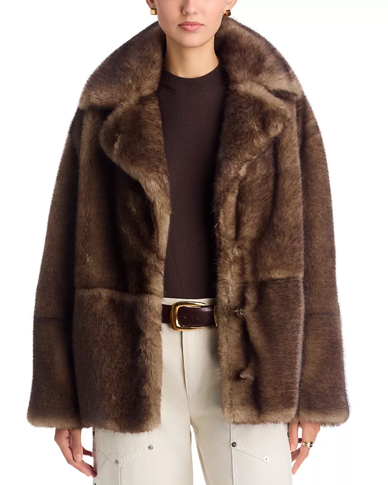 Stand Studio Silena Faux Fur Belted Jacket