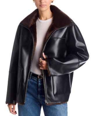 Stand Studio Brella Reversible Faux Shearling Jacket In Black