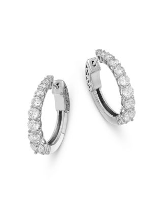 Diamond Tapered Hoop Earrings in 14K White Gold, 2.0 tcw