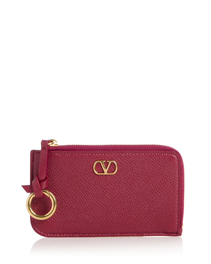 Valentino Garavani Vlogo Grained Leather Coin Purse In Blue