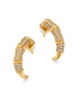 Diamond Pave Hoop Earrings in 14K Yellow Gold, 0.75 tcw