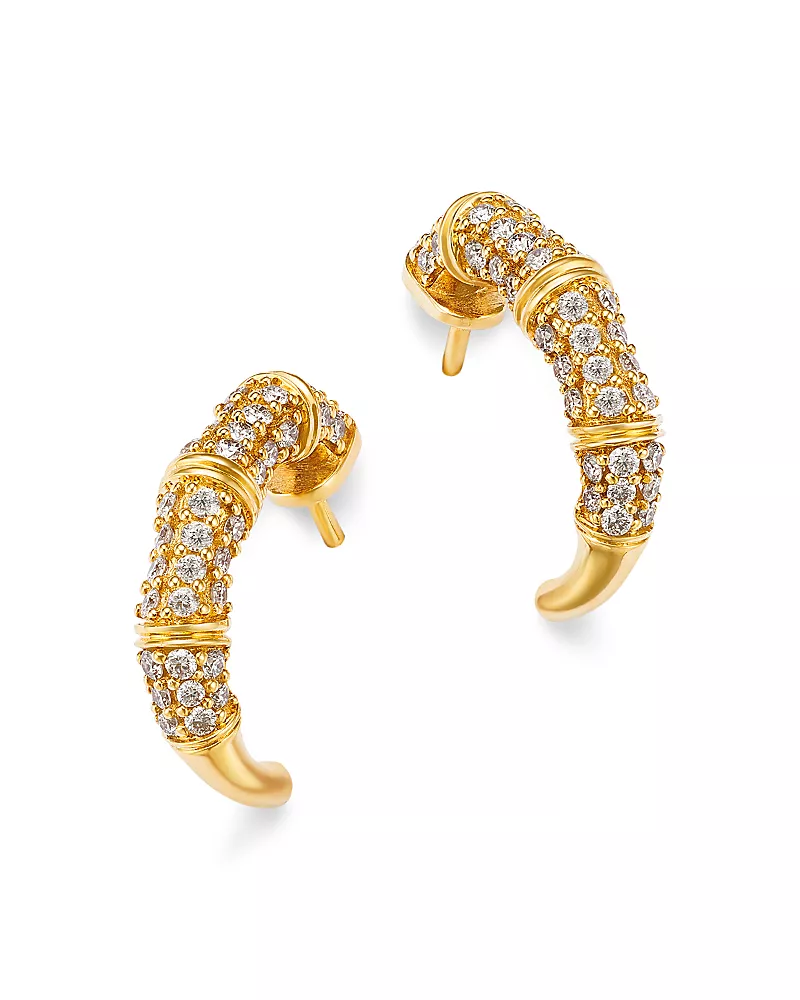 Bloomingdale's Fine Collection Diamond Pave Hoop Earrings in 14K Yellow Gold, 0.75 tcw