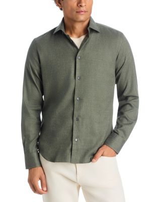 Brushed Cotton & Lyocell Herringbone Sport Shirt