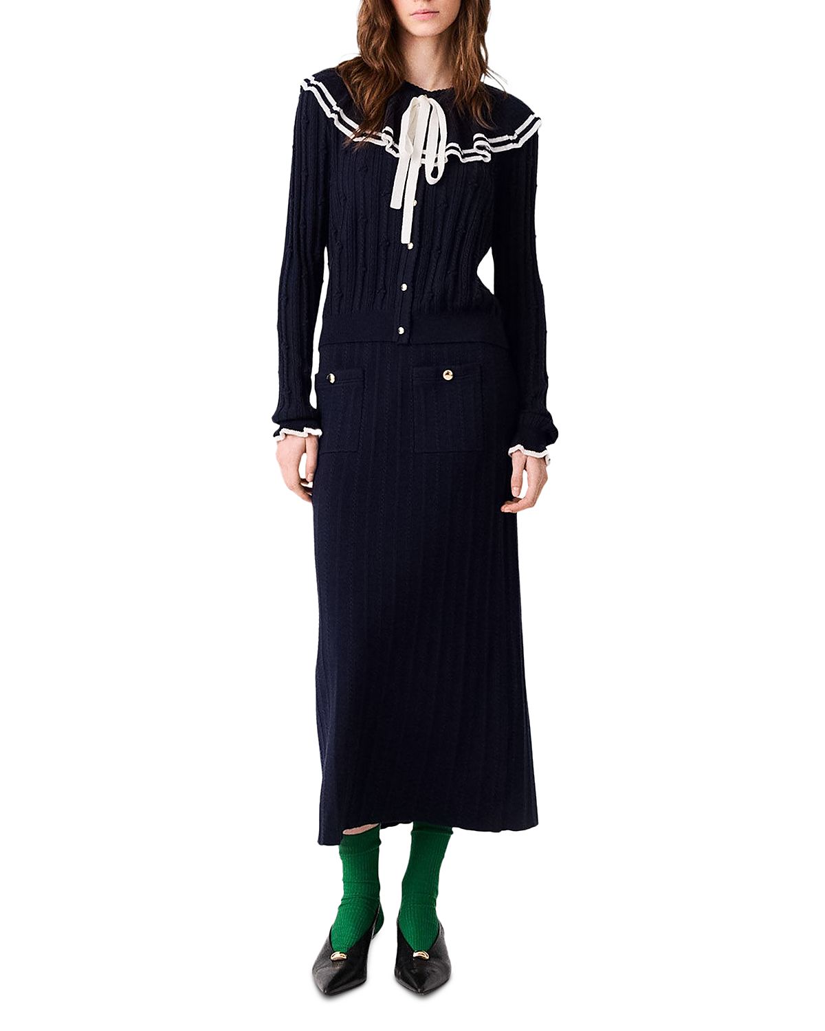 Maje Migna Layered Cape Cardigan