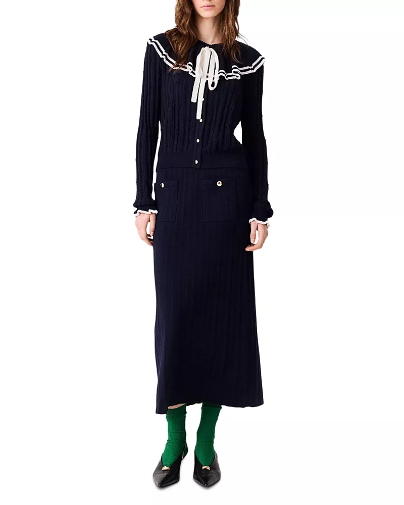 Maje Migna Layered Cape Cardigan