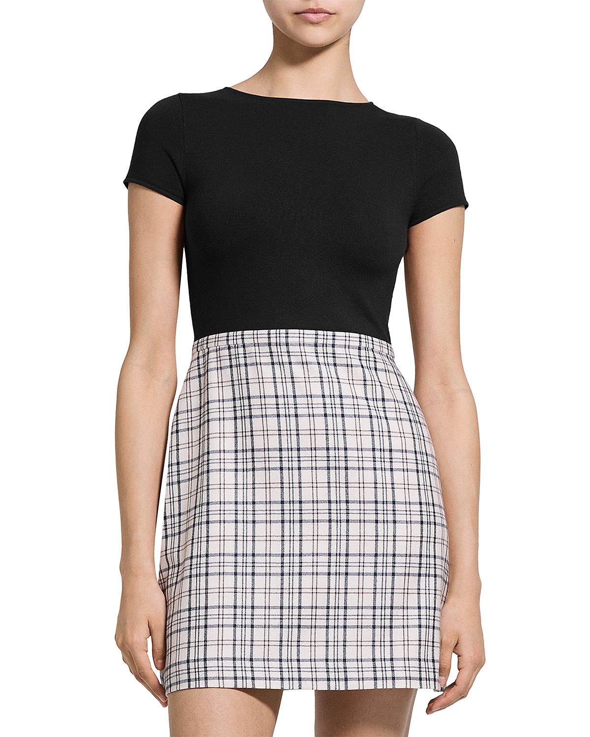 Theory Short Sleeve A Line Wool Dress