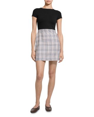 Short Sleeve A Line Wool Dress - thumbnail 2
