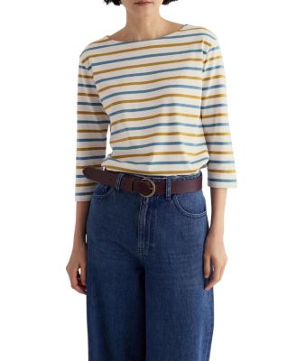  Sailor Boat Neck 3/4 Sleeve Top