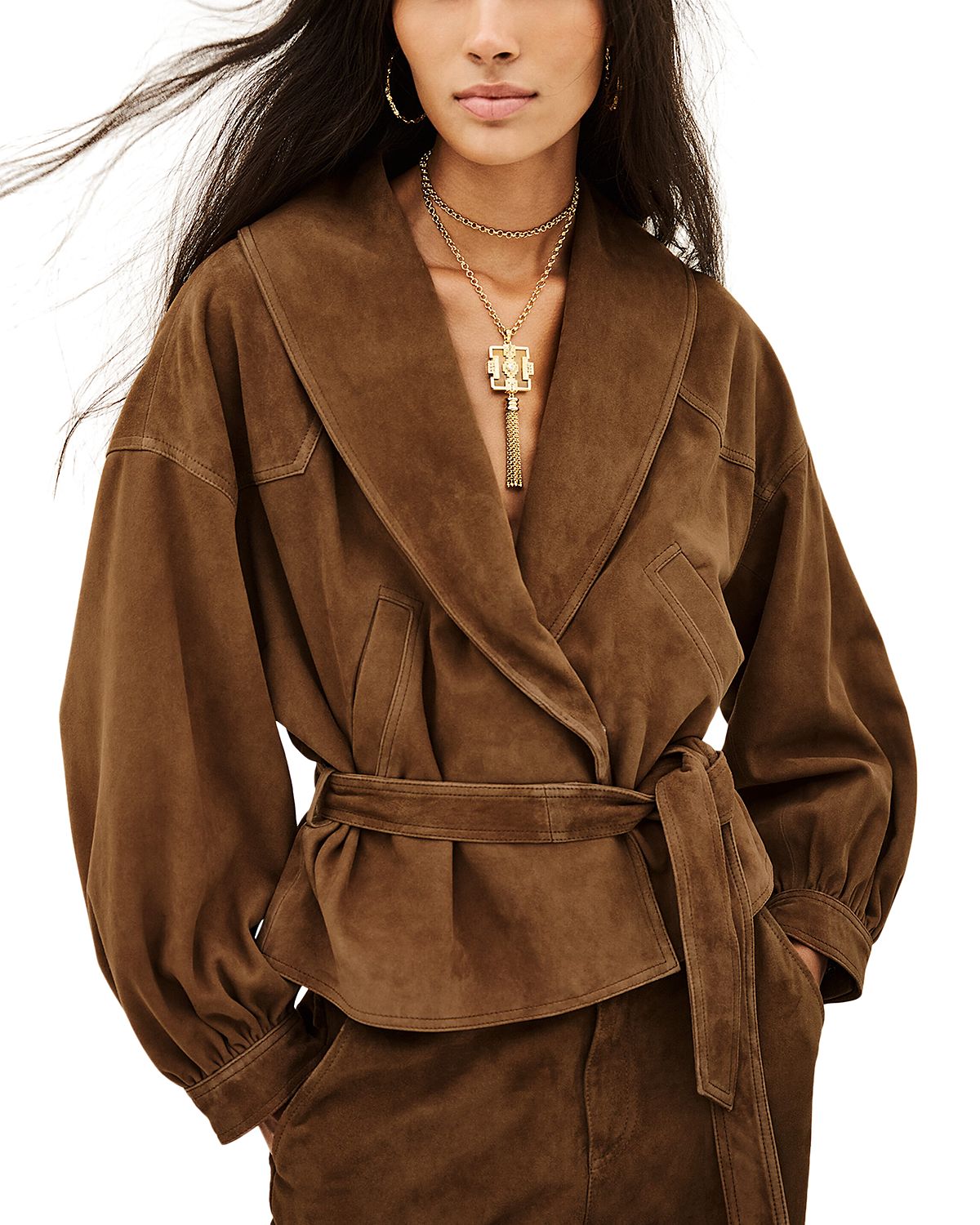 ba & sh Manon Suede Tie Waist Jacket