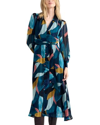 Petite Catalina Petal Abstract Print Midi Dress