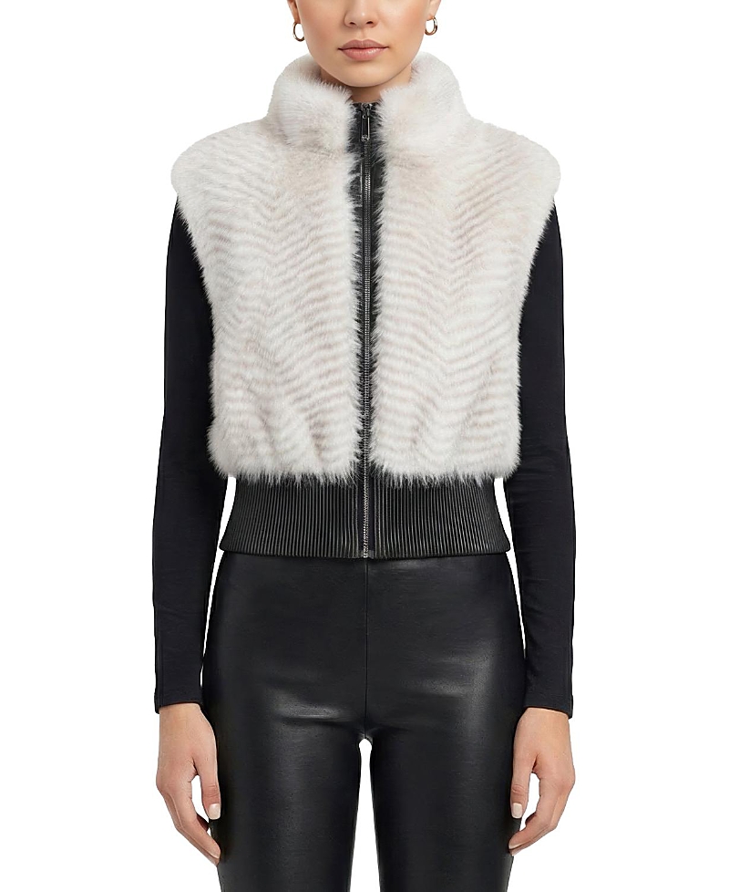 Lyla Grant Faux Fur Cross Fox Vest In White