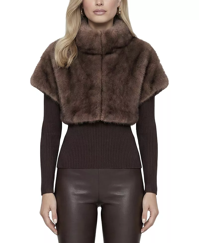 Lyla Grant Faux Fur Sable Bolero with Short Sleeves