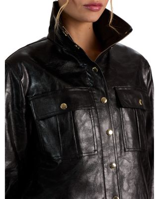 James Faux Leather Cropped Jacket - thumbnail 9