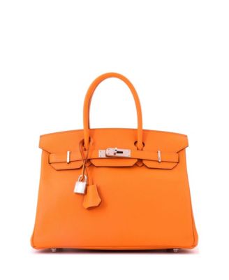 Birkin 30 Handbag Orange Epsom with Palladium Hardware