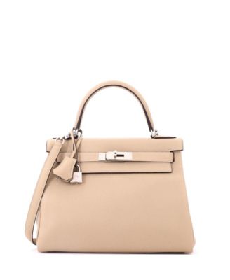 Kelly 28 Handbag Light Clemence with Palladium Hardware