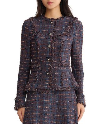 Tailored Fringe Trim Ribbon Knit Jacket