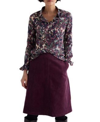 Seasalt Cornwall Larissa Crinkled Cotton 3/4 Sleeve Shirt In Burgundy