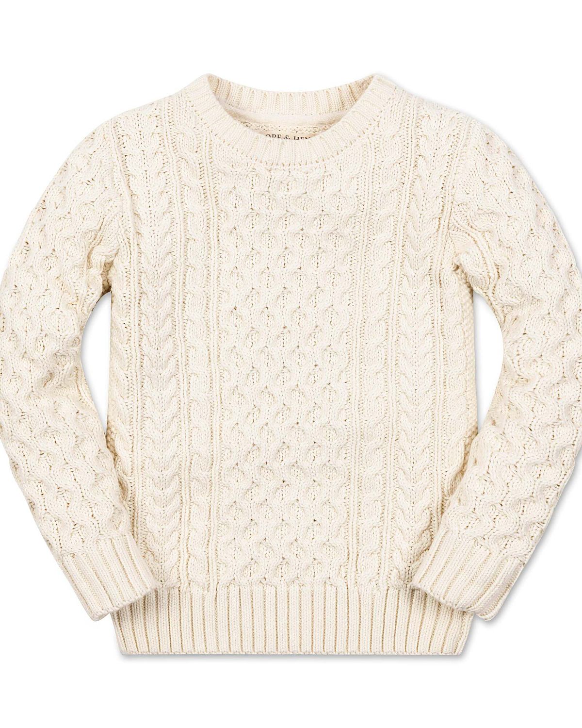 Hope & Henry Boys' Organic Long Sleeve Fisherman Cable Pullover Sweater - Little Kid