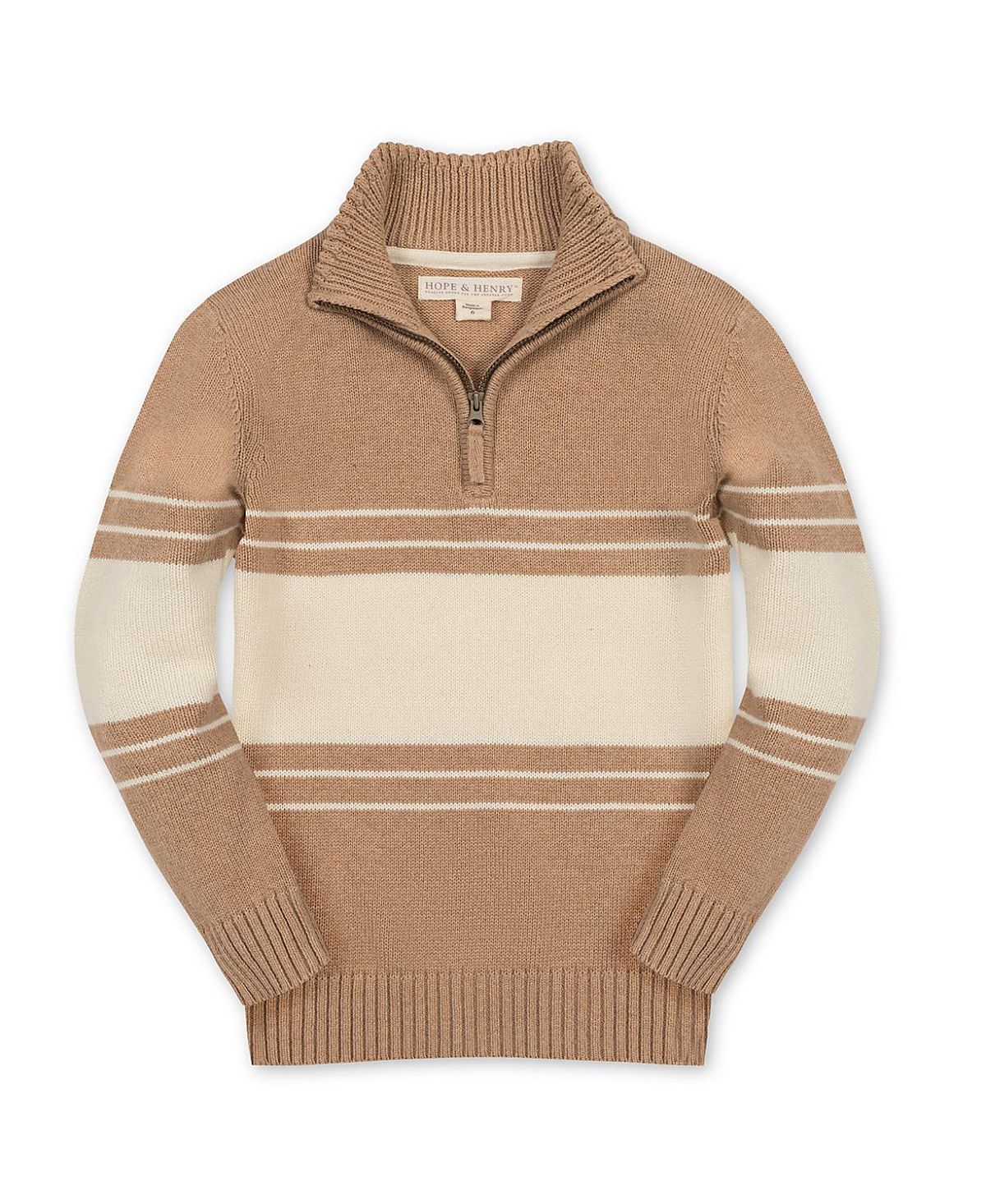 Hope & Henry Boys' Organic Half Zip Stripe Sweater - Little Kid