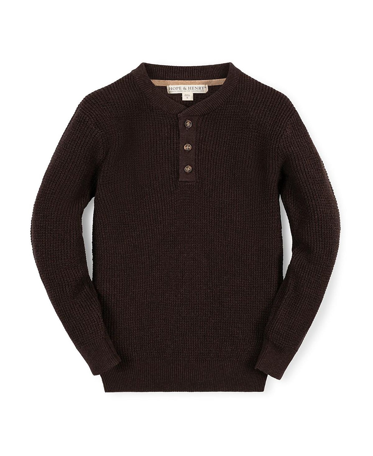 Hope & Henry Boys' Organic Sweater Henley with Elbow Patches - Big Kid