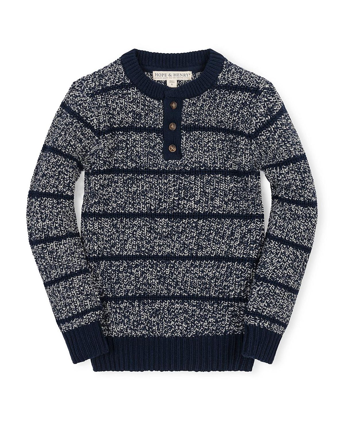 Hope & Henry Boys' Organic Sweater Henley with Elbow Patches - Big Kid