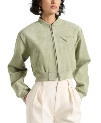 Monique Suede Wide Shoulder Bomber Jacket