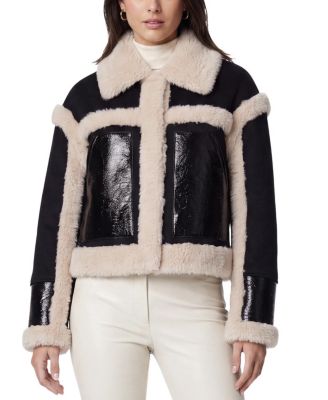  Jacket with Faux Fur Shearling Trim