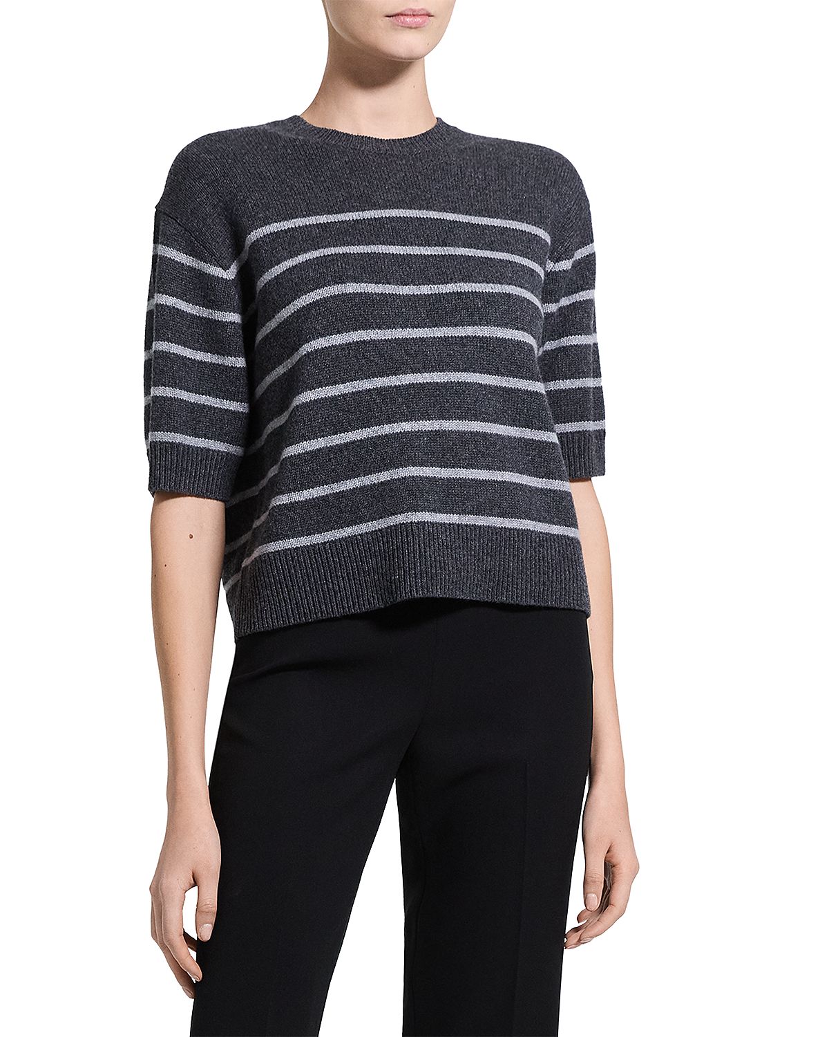Theory Cropped Cashmere Crewneck Sweater Tee