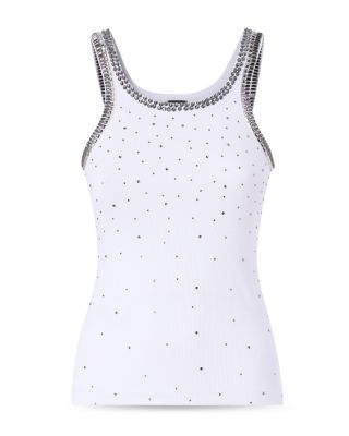 Coriandoli Cotton Stretch Embellished Tank Top