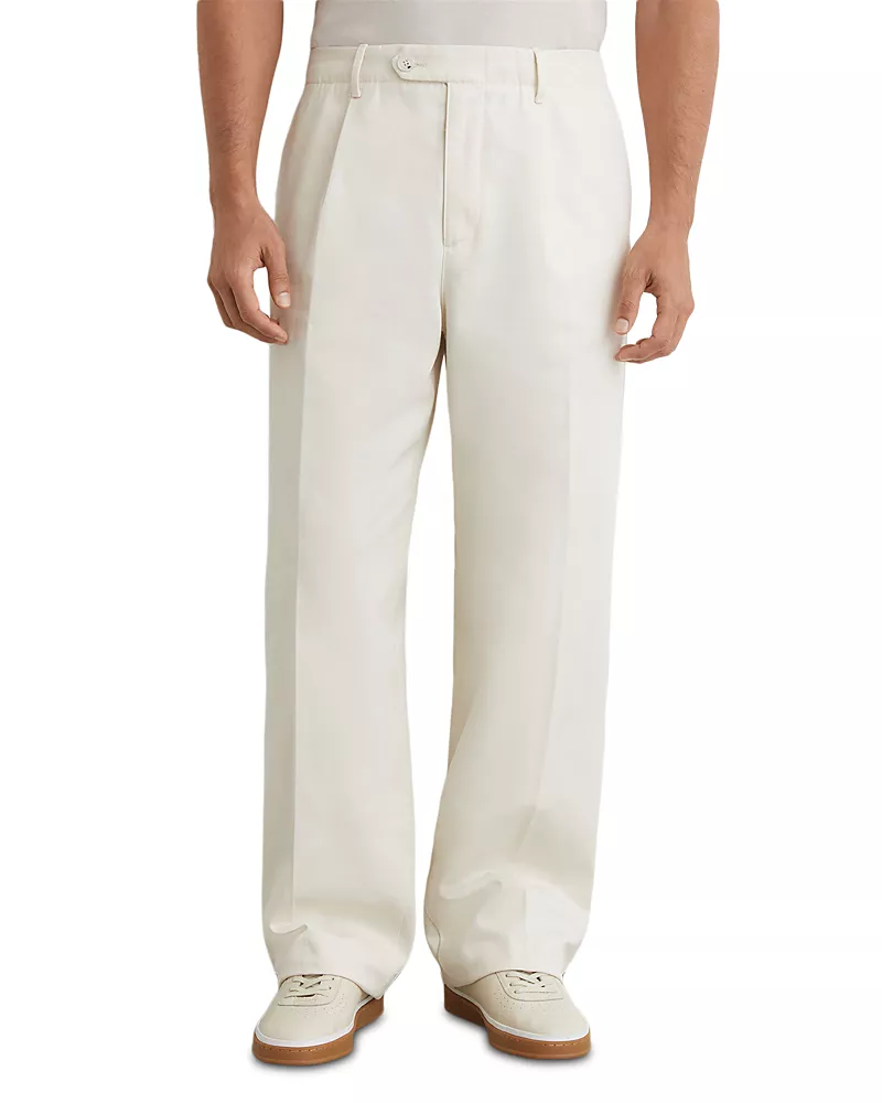 Reiss Look Cotton Pleated Pants