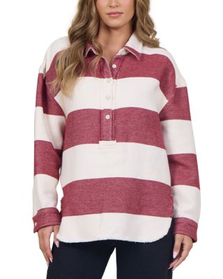 Buffalo Stripe Collared Cotton Top