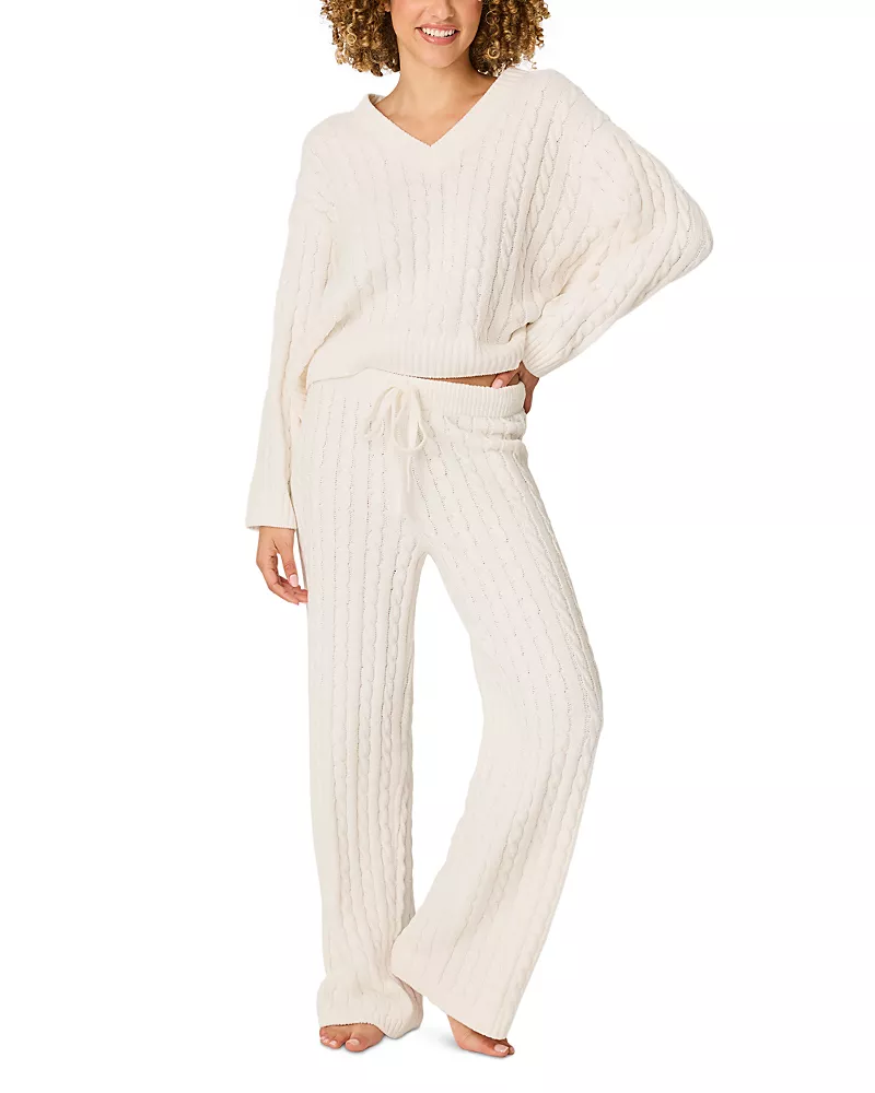 Pj Salvage Cozy Chenille Cable Knit Pajama Set
