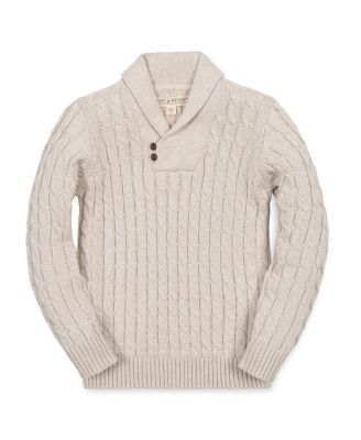 Boys' Organic Long Sleeve Shawl Collar Cable Sweater with Elbow Patches - Little Kid, Big Kid